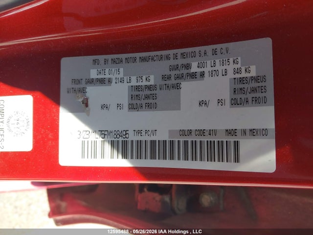 3MZBM1L75FM188495 Mazda 3 TOURING