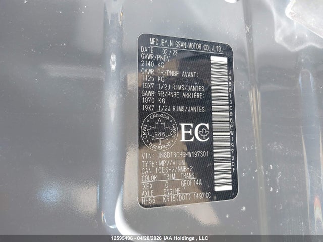 2023 Nissan Rogue Sl მანქანა იყიდება აუქციონზე, vin: JN8BT3CB6PW197301, აუქციონის ნომერი: 12595496