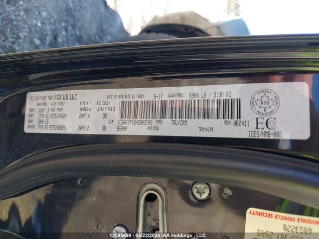 Aukcja sprzedaży 2017 Ram 1500 Sport, vin: 1C6RR7MT8HS803706, numer aukcji: 12595499