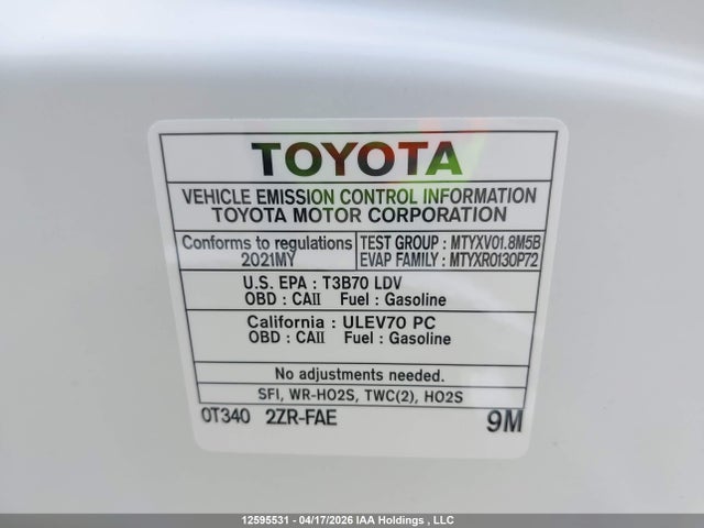 2021 Toyota Corolla Le მანქანა იყიდება აუქციონზე, vin: 5YFBPMBE7MP215388, აუქციონის ნომერი: 12595531