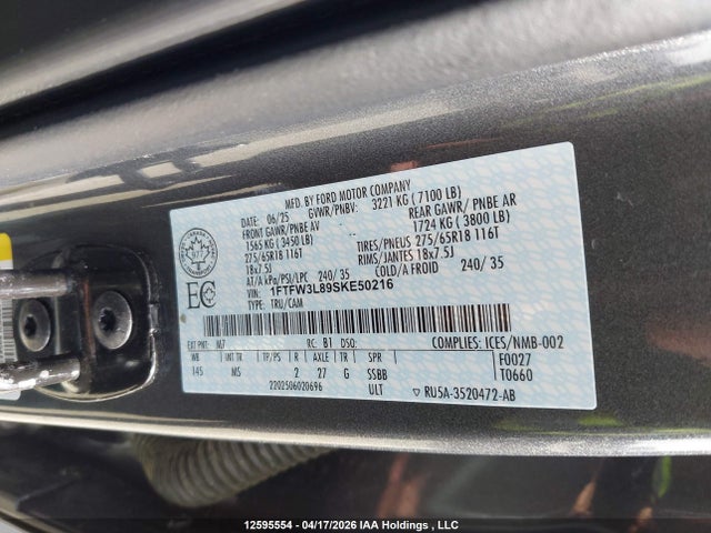 1FTFW3L89SKE50216 Ford F-150 Xlt