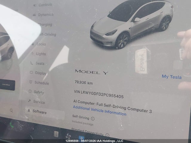 12595558 :رقم المزاد ، LRWYGDFD2PC955405 vin ، 2023 Tesla Model Y Rwd مزاد بيع