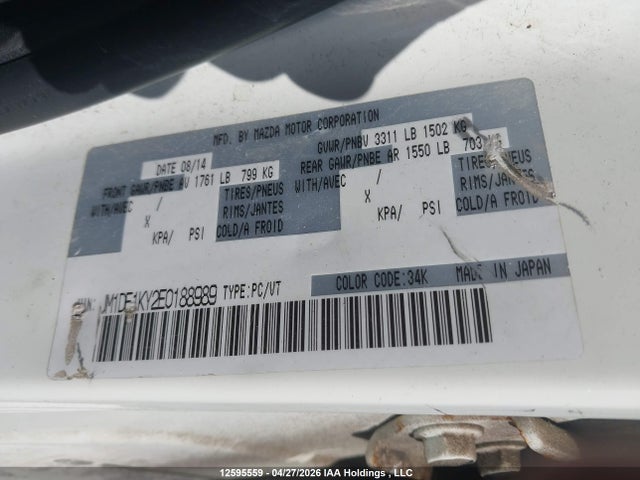 Продаж на аукціоні авто 2014 Mazda Mazda2 Sport, vin: JM1DE1KY2E0188989, номер лоту: 12595559