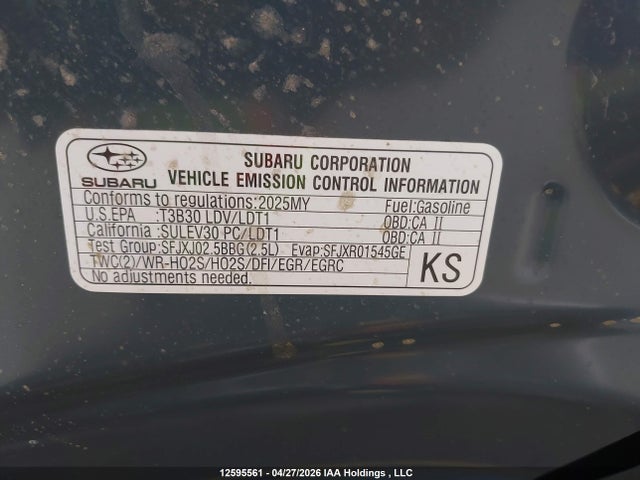 Aukcja sprzedaży 2025 Subaru Crosstrek Onyx, vin: JF2GUHFC1SH214357, numer aukcji: 12595561