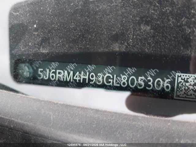 Aukcja sprzedaży 2016 Honda Cr-v Touring, vin: 5J6RM4H93GL805306, numer aukcji: 12595575