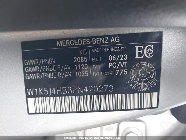 W1K5J4HB3PN420273 Mercedes-Benz CLA 250 4MATIC