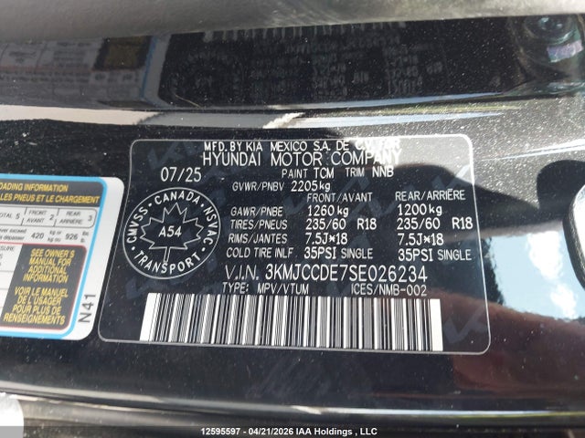 Aukcja sprzedaży 2025 Hyundai Tucson Sel, vin: 3KMJCCDE7SE026234, numer aukcji: 12595597