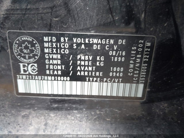 3VW217AU7HM010000 Volkswagen Golf S/wolfsburg/se/sel