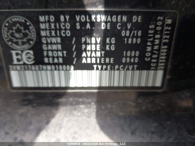 3VW217AU7HM010000 Volkswagen Golf S/wolfsburg/se/sel