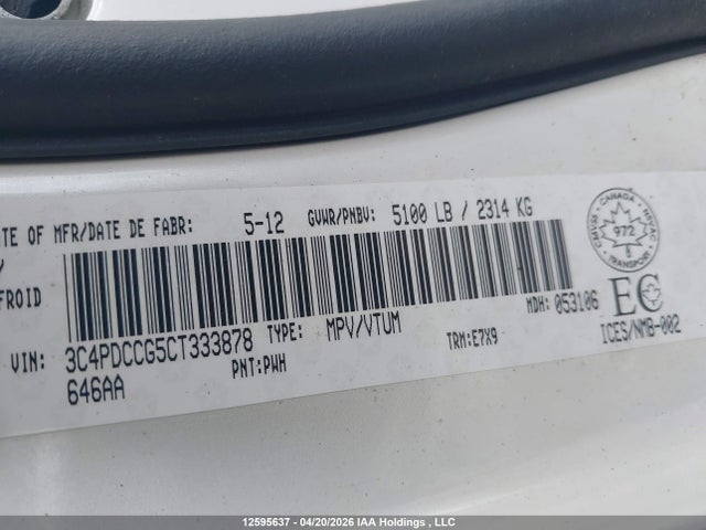 Продаж на аукціоні авто 2012 Dodge Journey Sxt   Crew, vin: 3C4PDCCG5CT333878, номер лоту: 12595637