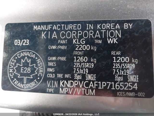 2023 Kia Sportage Ex/ex Premium W/black Interior/ex Premium W/red Interior მანქანა იყიდება აუქციონზე, vin: KNDPVCAF1P7165254, აუქციონის ნომერი: 12595639