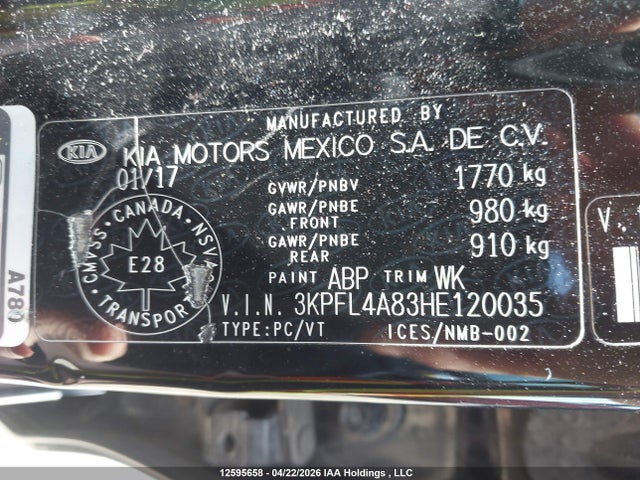 Продаж на аукціоні авто 2017 Kia Forte, vin: 3KPFL4A83HE120035, номер лоту: 12595658