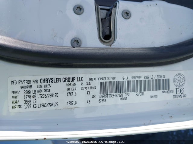 Продаж на аукціоні авто 2014 Ram 1500 St, vin: 1C6RR7FT3ES407028, номер лоту: 12595692