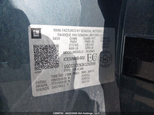 1GCGTCEN3K1282899 Chevrolet Colorado Lt