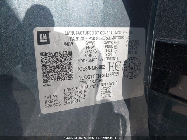 1GCGTCEN3K1282899 Chevrolet Colorado Lt