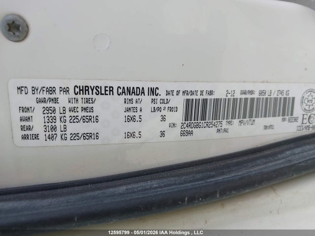 Aukcja sprzedaży 2012 Dodge Grand Caravan Se, vin: 2C4RDGBG1CR254275, numer aukcji: 12595799