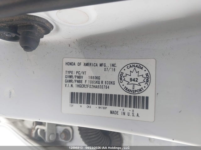 1HGCR2F02HA800764 Honda Accord Touring