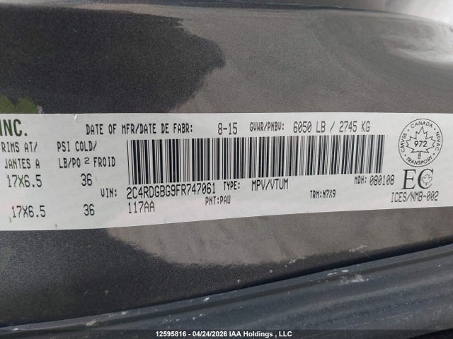 2C4RDGBG9FR747061 Dodge Grand Caravan Se