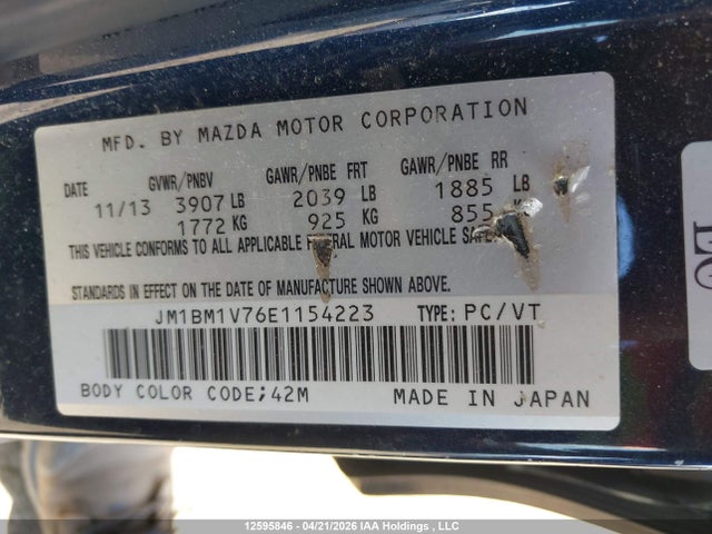 JM1BM1V76E1154223 Mazda 3 TOURING