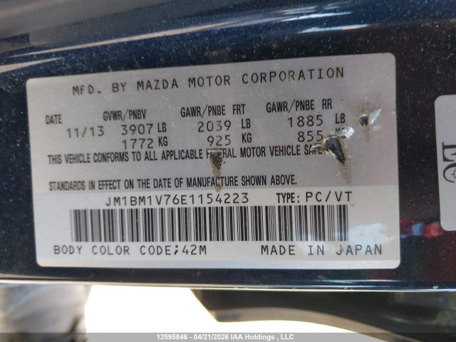JM1BM1V76E1154223 Mazda 3 TOURING