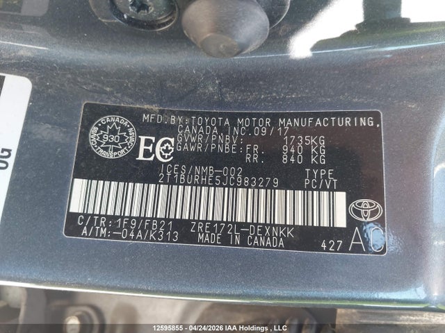 2T1BURHE5JC983279 Toyota Corolla