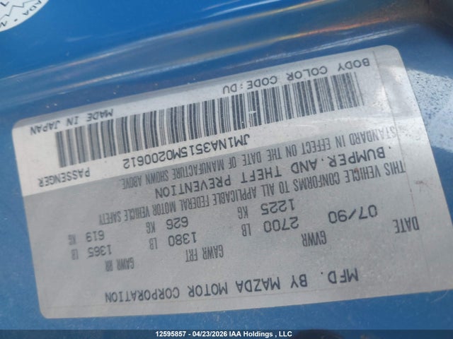 Aukcja sprzedaży 1991 Mazda Mx-5 Miata, vin: JM1NA3515M0200612, numer aukcji: 12595857