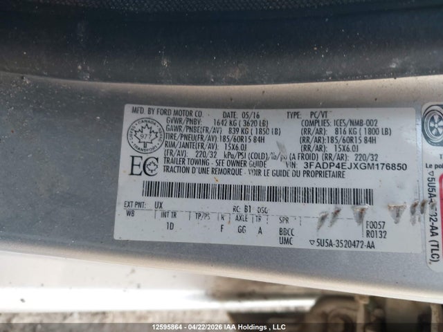Ford FIESTA SE 2016 3FADP4EJXGM176850 Image 9