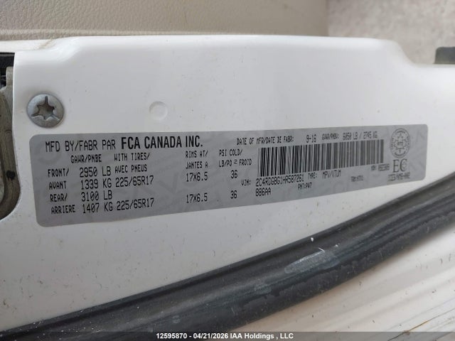 Aukcja sprzedaży 2017 Dodge Grand Caravan, vin: 2C4RDGBG1HR587261, numer aukcji: 12595870