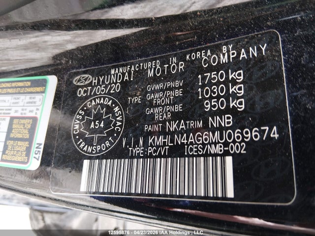 KMHLN4AG6MU069674 Hyundai Elantra