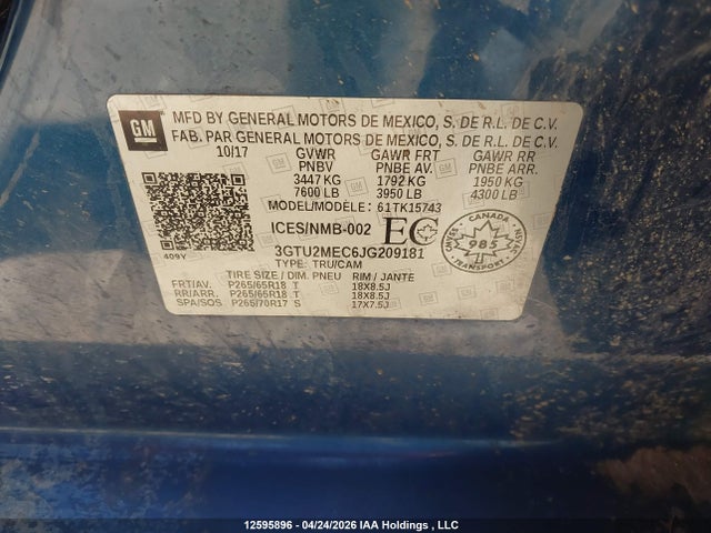 3GTU2MEC6JG209181 GMC Sierra 1500 Sle