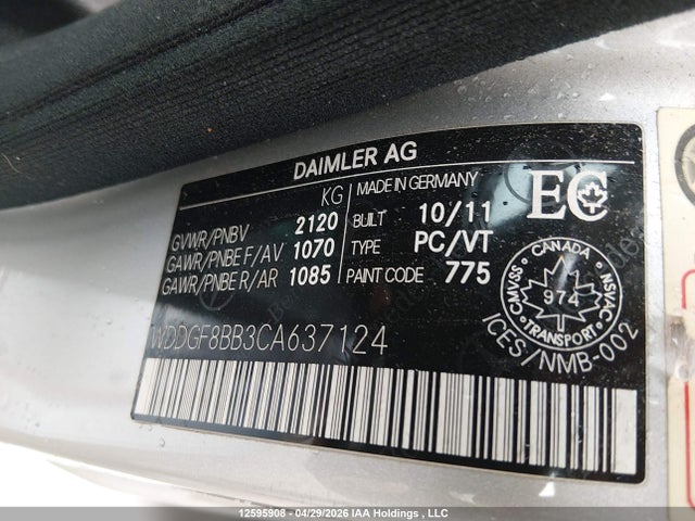 Aukcja sprzedaży 2012 Mercedes-benz C 300 4matic, vin: WDDGF8BB3CA637124, numer aukcji: 12595908