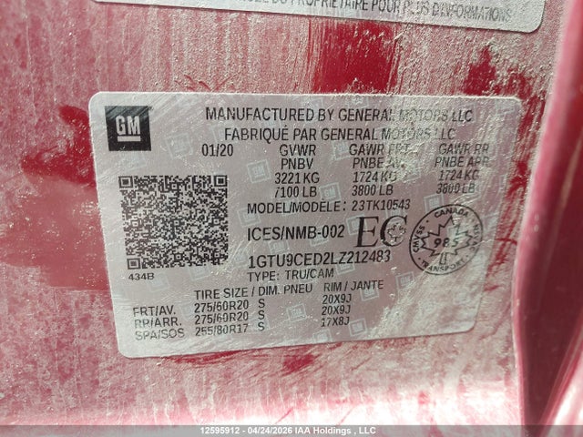 1GTU9CED2LZ212483 GMC Sierra K1500 Elevation