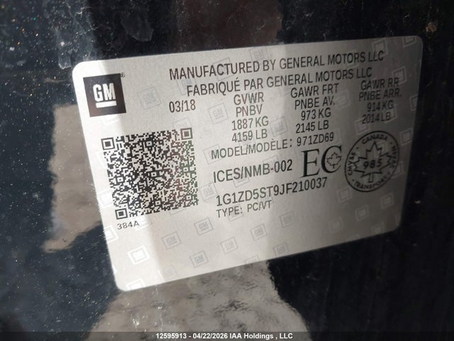 1G1ZD5ST9JF210037 Chevrolet Malibu