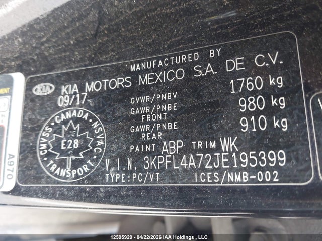 3KPFL4A72JE195399 KIA Forte