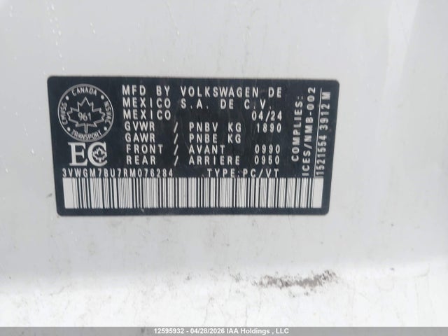 Aukcja sprzedaży 2024 Volkswagen Jetta Highline, vin: 3VWGM7BU7RM076284, numer aukcji: 12595932