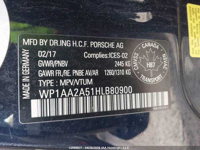 Porsche Macan 2017 WP1AA2A51HLB80900 Image 9