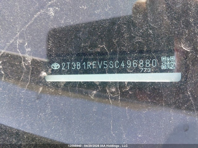 2025 Toyota Rav4 Le მანქანა იყიდება აუქციონზე, vin: 2T3B1RFV5SC496880, აუქციონის ნომერი: 12595940