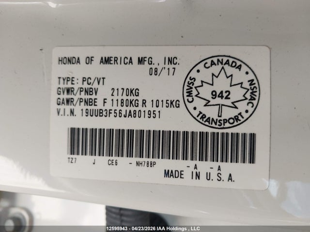 19UUB3F56JA801951 Acura TLX TECH