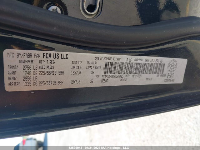 Продажа на аукционе авто 2017 Dodge Journey Gt, vin: 3C4PDDFG6HT508485, номер лота: 12595948