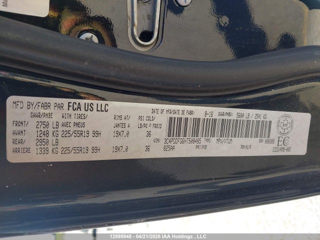 Продажа на аукционе авто 2017 Dodge Journey Gt, vin: 3C4PDDFG6HT508485, номер лота: 12595948