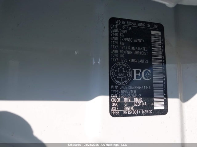 JN8BT3ABXRW444146 Nissan ROGUE S