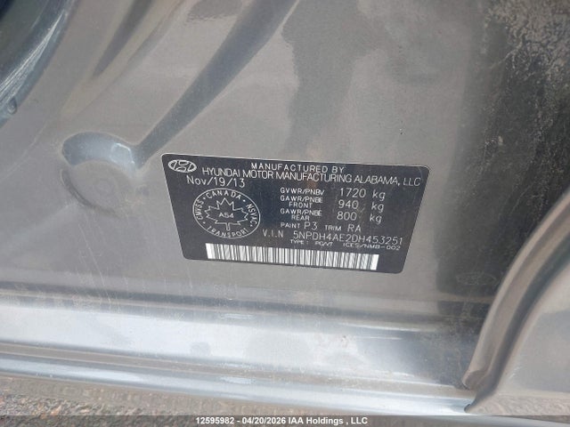 Продажа на аукционе авто 2013 Hyundai Elantra Gl, vin: 5NPDH4AE2DH453251, номер лота: 12595982