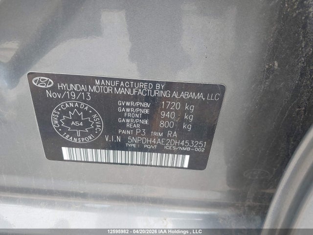 Продажа на аукционе авто 2013 Hyundai Elantra Gl, vin: 5NPDH4AE2DH453251, номер лота: 12595982