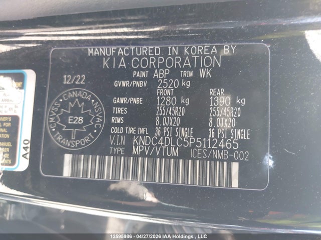 Aukcja sprzedaży 2023 Kia Ev6 Long Range W/gt-line Pkg 1/long Range W/gt-line Pkg 2, vin: KNDC4DLC5P5112465, numer aukcji: 12595986