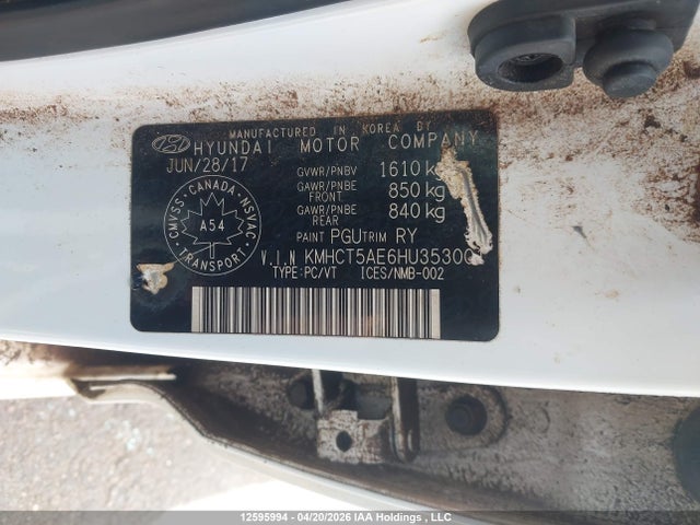 KMHCT5AE6HU353001 Hyundai ACCENT L