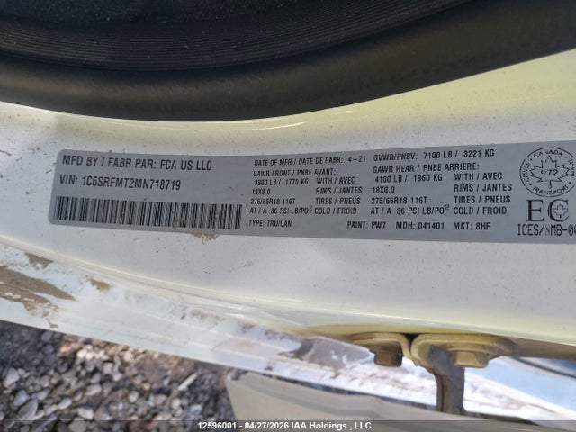 Продаж на аукціоні авто 2021 Dodge Ram 1500, vin: 1C6SRFMT2MN718719, номер лоту: 12596001