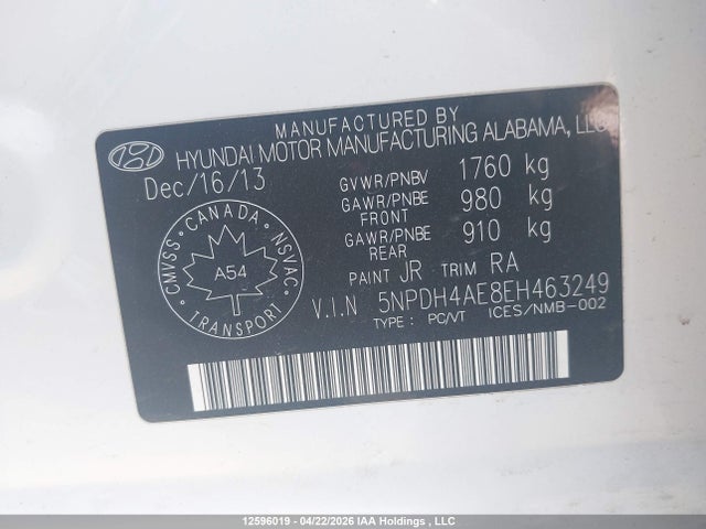 Продаж на аукціоні авто 2014 Hyundai Elantra Se/sport/limited, vin: 5NPDH4AE8EH463249, номер лоту: 12596019