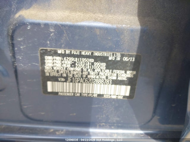 Aukcja sprzedaży 2013 Subaru Impreza 2.0i Touring Package, vin: JF1GPAC62D2888783, numer aukcji: 12596035