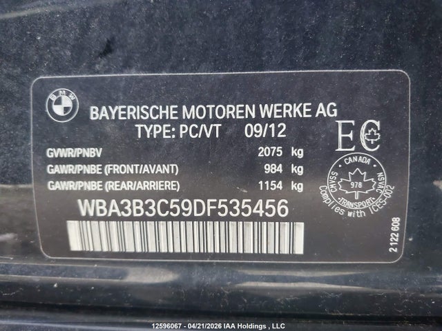 12596067 :رقم المزاد ، WBA3B3C59DF535456 vin ، 2013 Bmw 328i Xdrive/xdrive Classic Line مزاد بيع