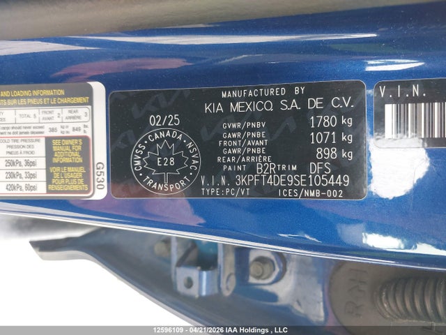 Aukcja sprzedaży 2025 Kia K4 Lx/lxs, vin: 3KPFT4DE9SE105449, numer aukcji: 12596109